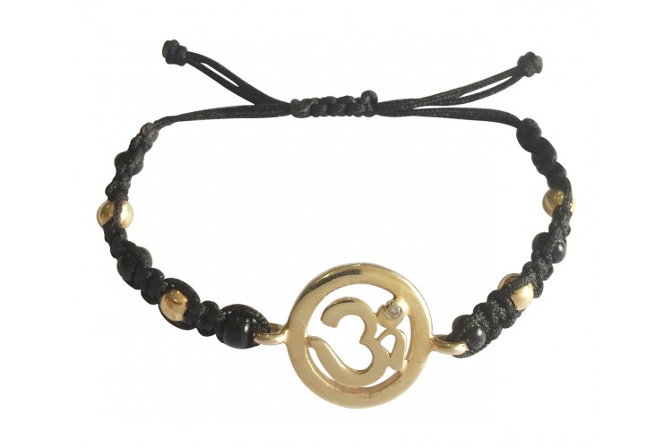 New Born Baby OM Bracelet in gold with black & gold beads for Nazaria